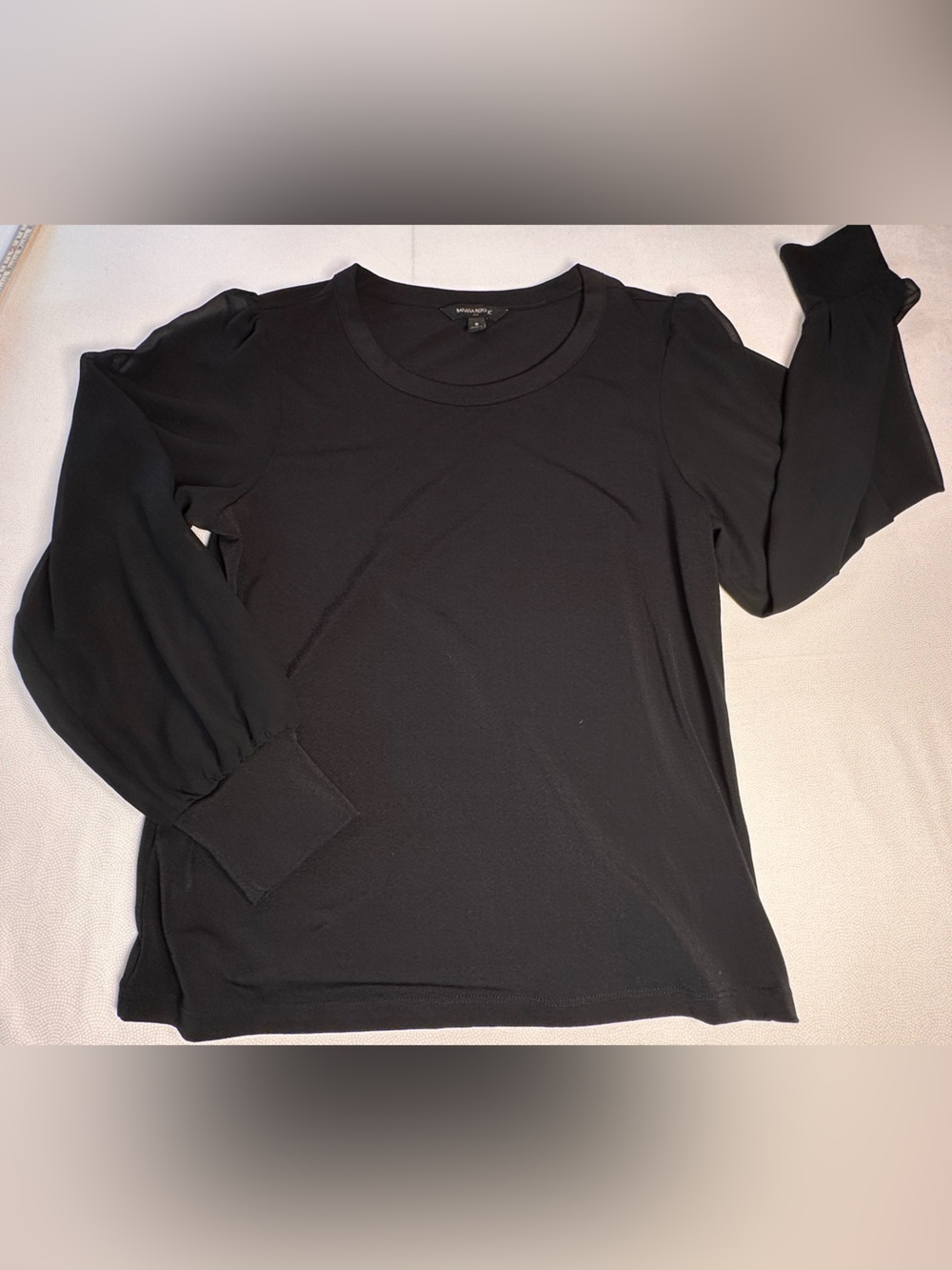 Banana Republic Black Sheer Sleeve Blouse Women’s Small Long Sleeve Top - Picture 9 of 10